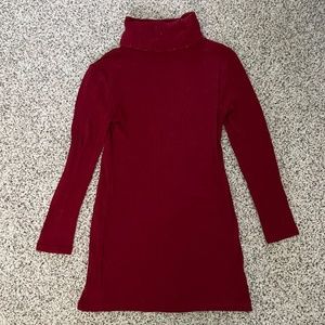 Burgundy’s turtle neck sweater dress